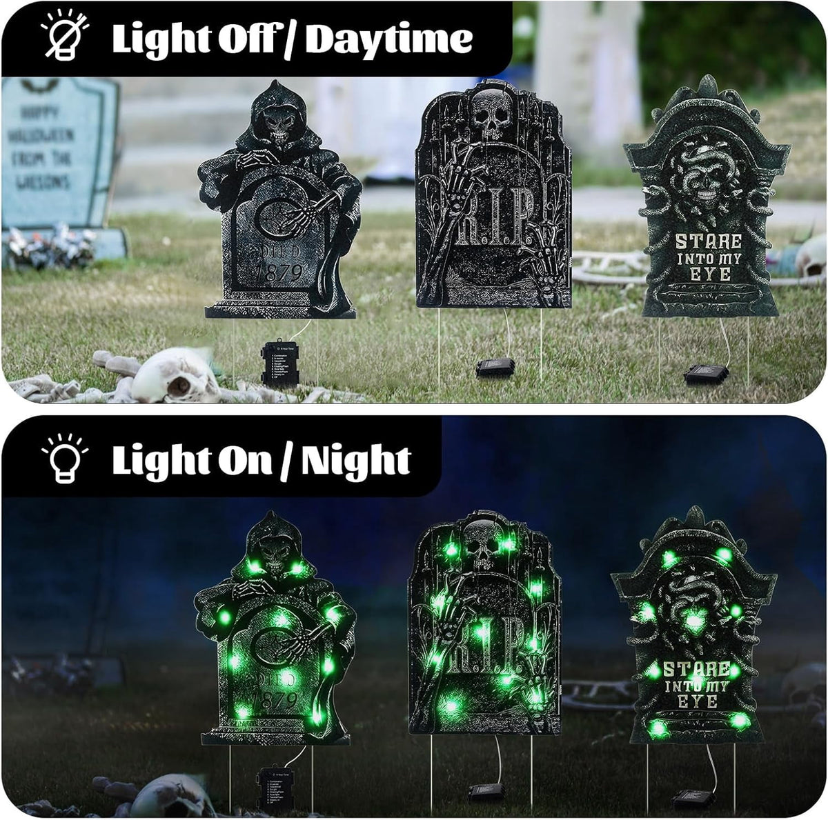 GameXcel Halloween Decorations Outdoor Yard Signs with Stakes, 34.8 in Tall Vertical Pumpkin and Ghost Decor, Weather-Resistant, 2 Count