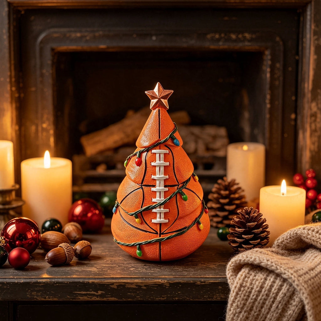 Christmas in july Decorations, Christmas Tree Resin Figurine, Sports Themed Tabletop Decor for Fall Thanksgiving Summerween, Unique Holiday Gift