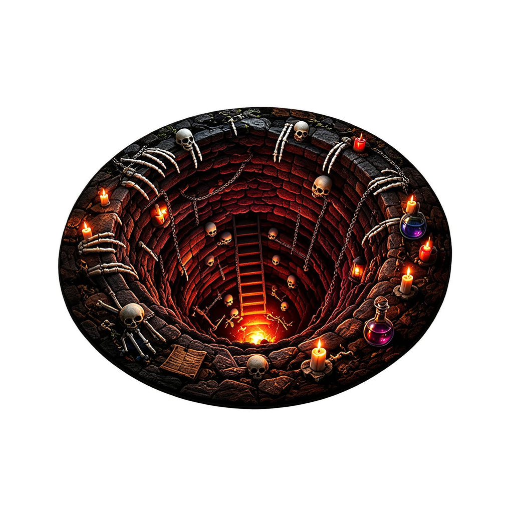 Win s Way 3D Illusion Round Halloween Rug Optical Illusion Doormat Non- Washable Entryway Decor Spooky Fall Front Door Mat for Party Decoration Available in 15.8/23.6/31.5 Inch