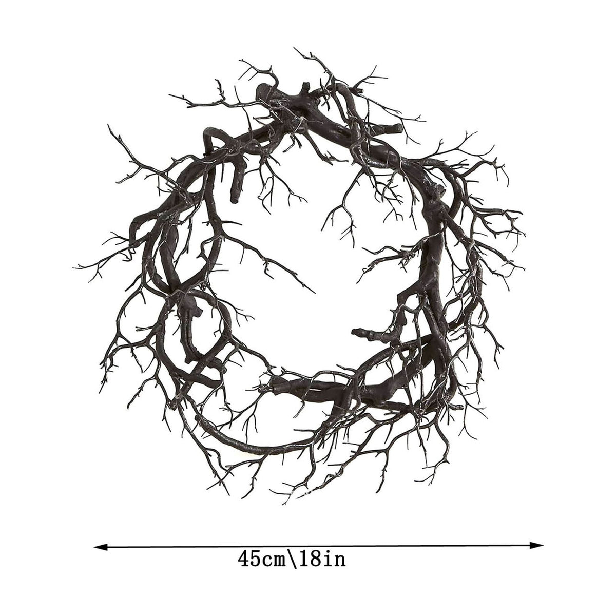 Artificial Black Branch Halloween Wreath for Front Door Outdoor Decor Black Grapevine Wreath with Dead Branch Garland for Indoor Party Home Wall Seasonal Pendant