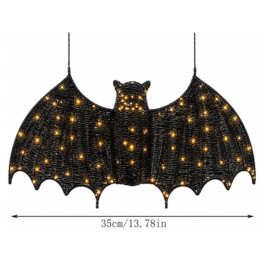 Black Rattan Wall Decoration, Halloween Wicker Bat Art, Indoor and Outdoor Festive Decor, Durable Plastic Material