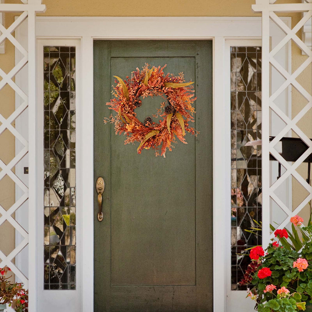 YIKA Halloween Decoration Fall Peony And Pumpkin Wreath Colorful Decorative Garland Home Decoration And Ornaments Suitable For Decoration In Multiple Scenarios F3Halloween Yard Decor