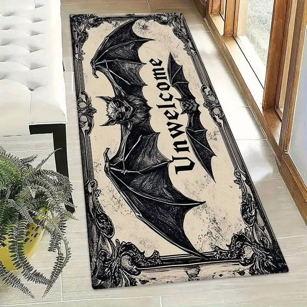Rvkxad Gothic Halloween Doormat, Scraper Style Entry Door Mat, Coir Welcome Mat for Porch Entrance Kitchen Floor