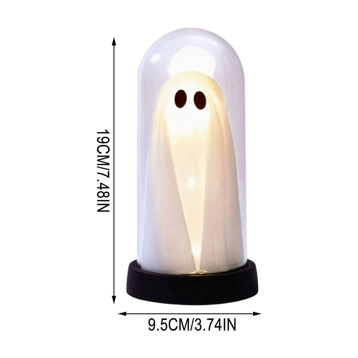 Orangide Halloween Ghost Cloche Night Light Fabric Ghost Lamp with Glass Dome for Mantel Shelf Spooky Party and Home Decor Ornament
