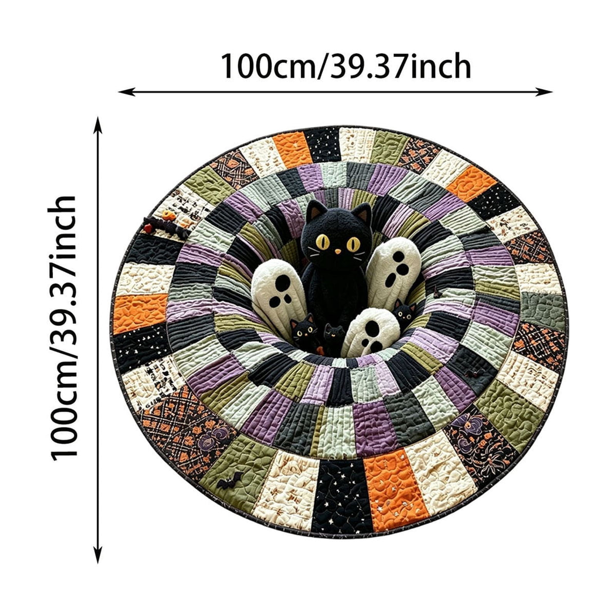 Win s Way 3D Illusion Round Halloween Rug Optical Illusion Doormat Non- Washable Entryway Decor Spooky Fall Front Door Mat for Party Decoration Available in 15.8/23.6/31.5 Inch