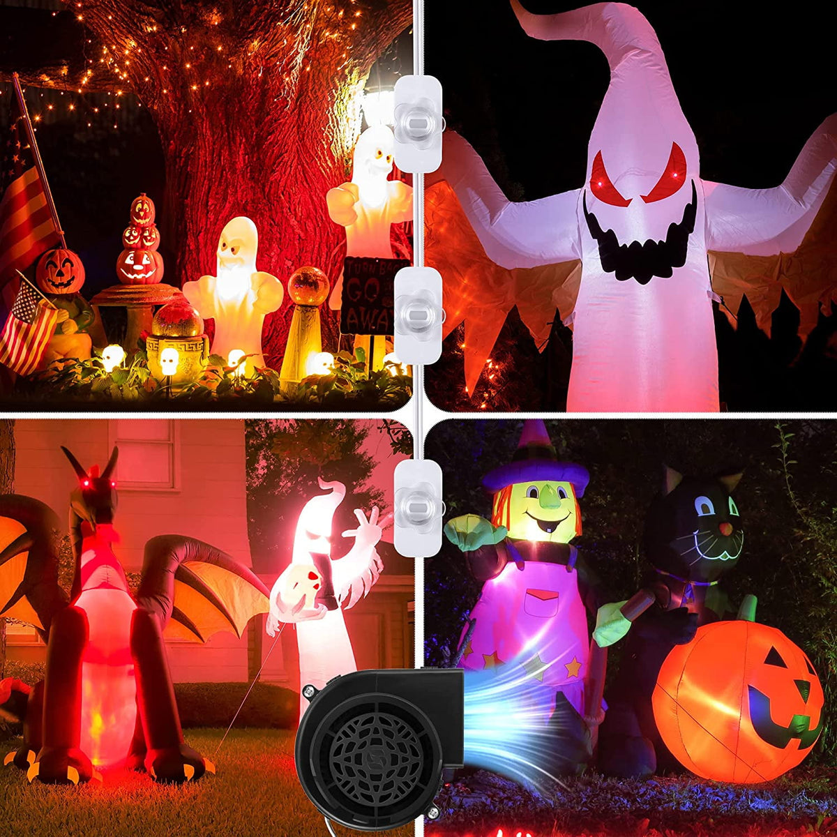 Air Blower for Inflatables, Air Fan Blower Replacement Motor for Garden Yard Inflatable Decor, 1.0A Fan Blower for Halloween Christmas Airblown Inflatables, 12V/ 1.0A Adapter