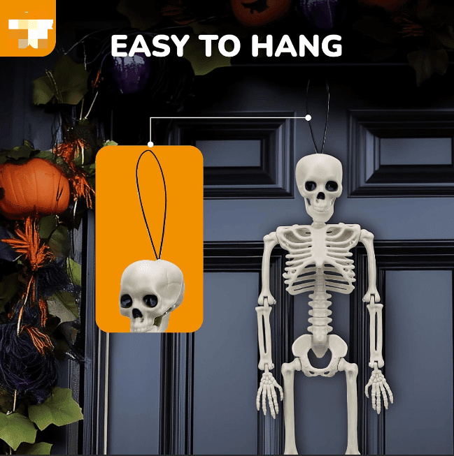 4 Pack Posable Halloween Skeleton Decorations 16 Inch for Indoor Outdoor Yard