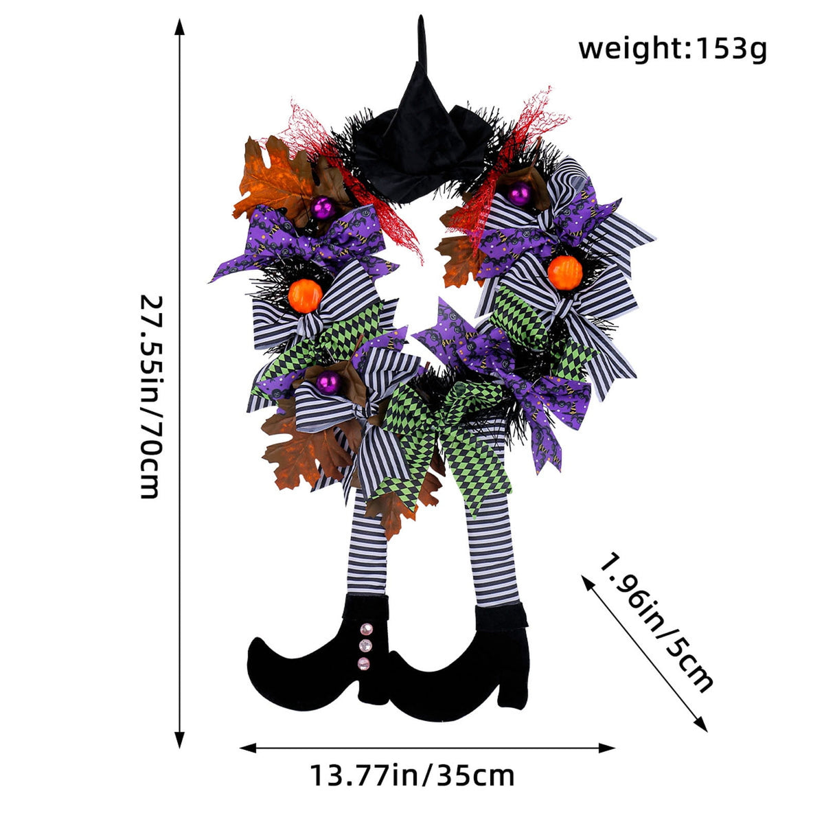 Hotyverty Halloween Wreath for Front Door, 13.77 Inch, Skull With Black Bow Wreath Halloween Decorations For Covered Outdoor Door & Farmhouse Gothic Home Ornament