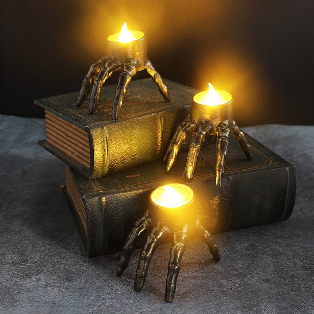 Halloween Spooky Skeleton Hand Candle Flameless Candle Lamp Scary Spooky Candle Halloween Decoration Lights