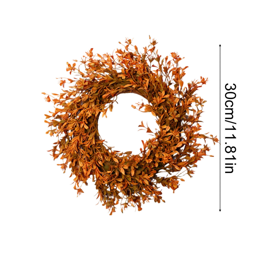 XIA0LE 12 Inch Realistic Fall Wreaths For Front Door Outside Autumn Wreath Outdoor Indoors Fall Decorations For Home Thanksgiving Halloween Holiday Decorations For Wall Porch Door (Orange)