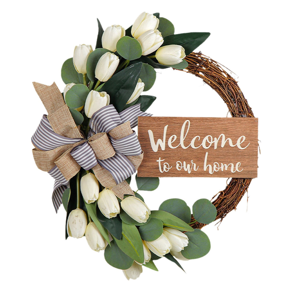 Under $15! Wreaths for front Door Kingtowag Artificial Floral Wreath, Simulation Plant Pastoral Style Door Hanging Decoration Poppy Fruit, Greenery Wreath for Porch, Window, Home, Farmhouse