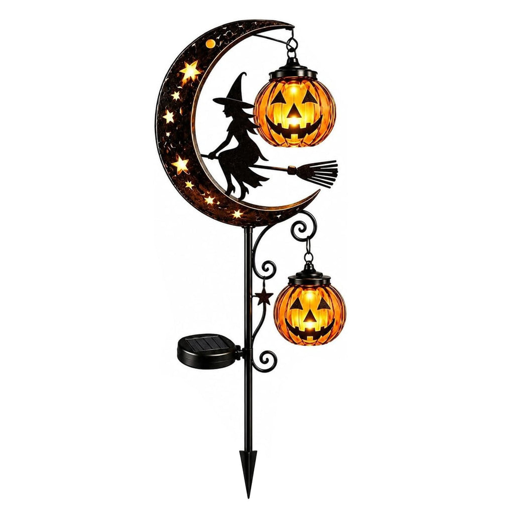 Solar Halloween Garden Stake Light, Bats & Spooky Ghosts Waterproof Solar Lantern Stake with Hanging Pumpkin, Outdoor Halloween Yard Decor for Garden Patio Lawn Pathway