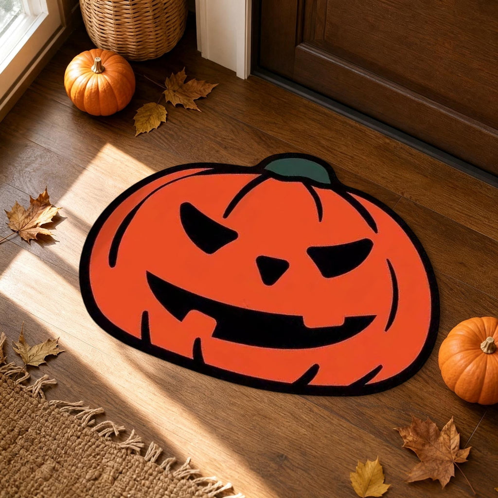 Halloween Door Mat Pumpkin Shaped Non-Absorbent Skidproof Mat 15.75x23.62in Polyester Skidproof & Weather Resistant for Front Door Porch Indoor Outdoor Halloween Door Mat by MPOISVA