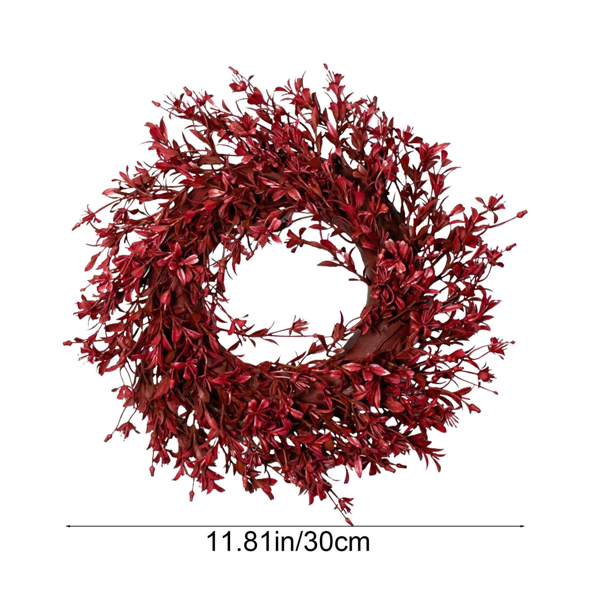 HHBEAUTY 11.8" Artificial Forsythia Wreath Spring Summer Fall Winter Wreaths for Front Door with Berries Silk Leaves Wreath for Halloween Decorations Porch Wall Window Indoor Outdoor Home Decor