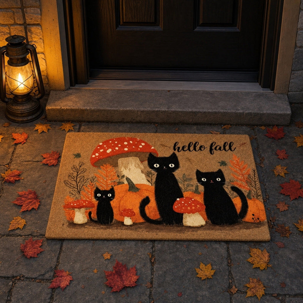 Halloween Dog Door Mat 16x24", Golden Retriever Ghost Pumpkin Welcome Rug for Porch, Halloween Outdoor Decorations
