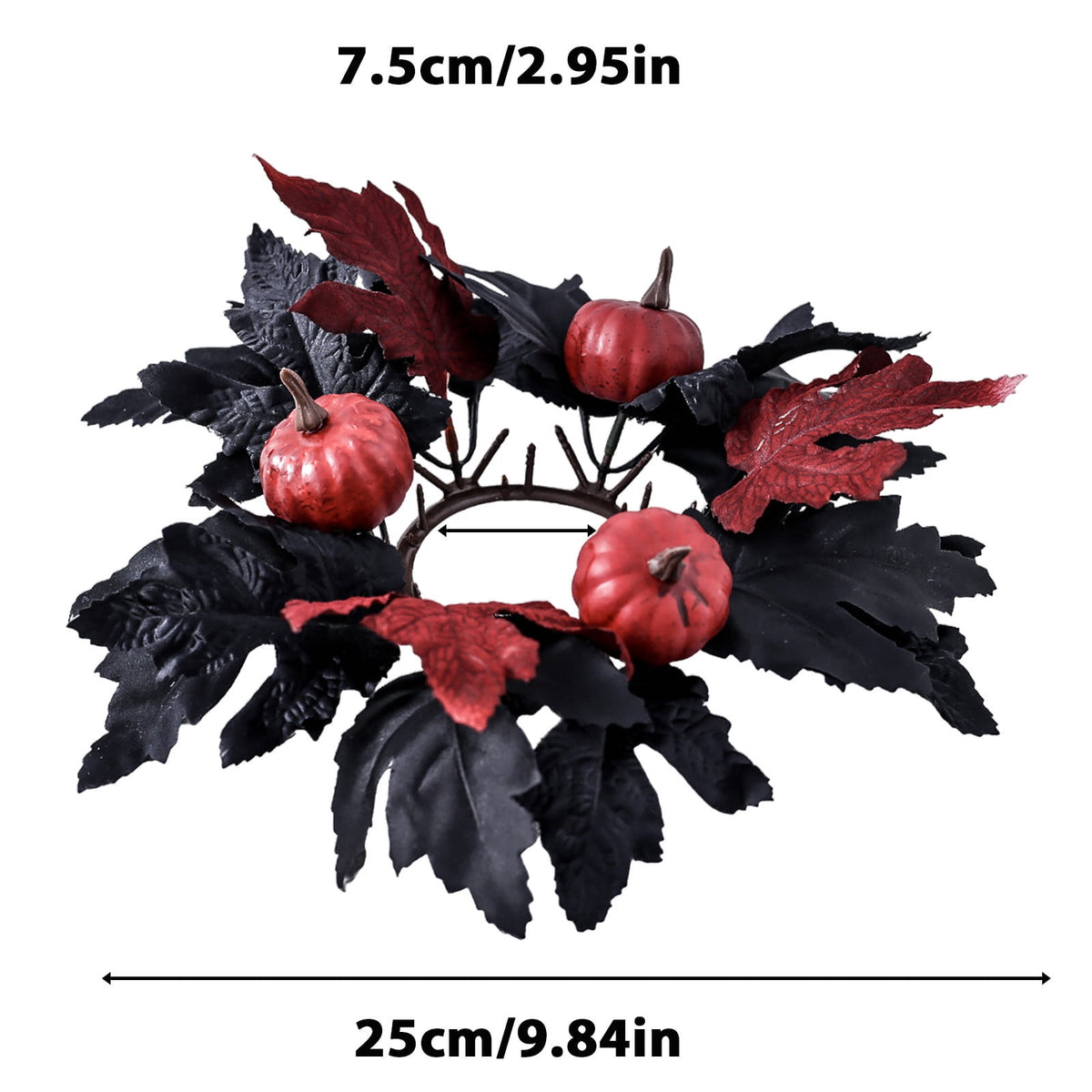 Fall Candle Rings Wreaths 3 Inch Center, Artificial Pumpkin Maple Leaf Candle Rings for Pillars Candles Centerpieces Halloween Thanksgiving Harvest Festival Home Table Decor