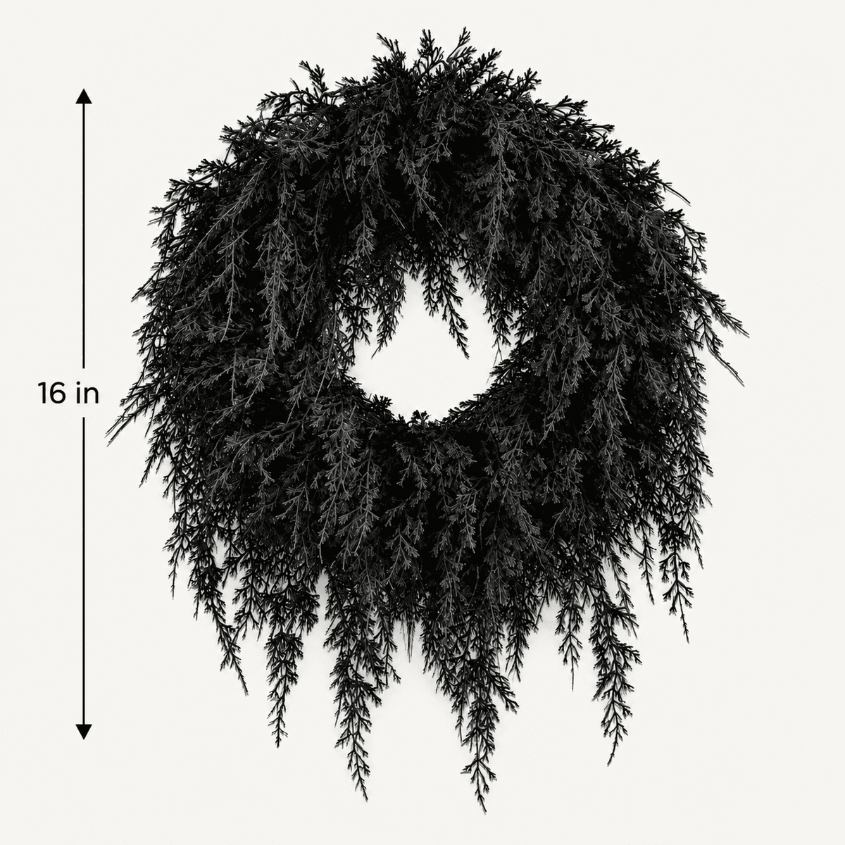 Kuokaa Black Twig Halloween Wreath with Wispy Branches and Bare Dark Silhouette, Round Front Door Decoration Spooky Gothic Fall Porch or Wall Decor