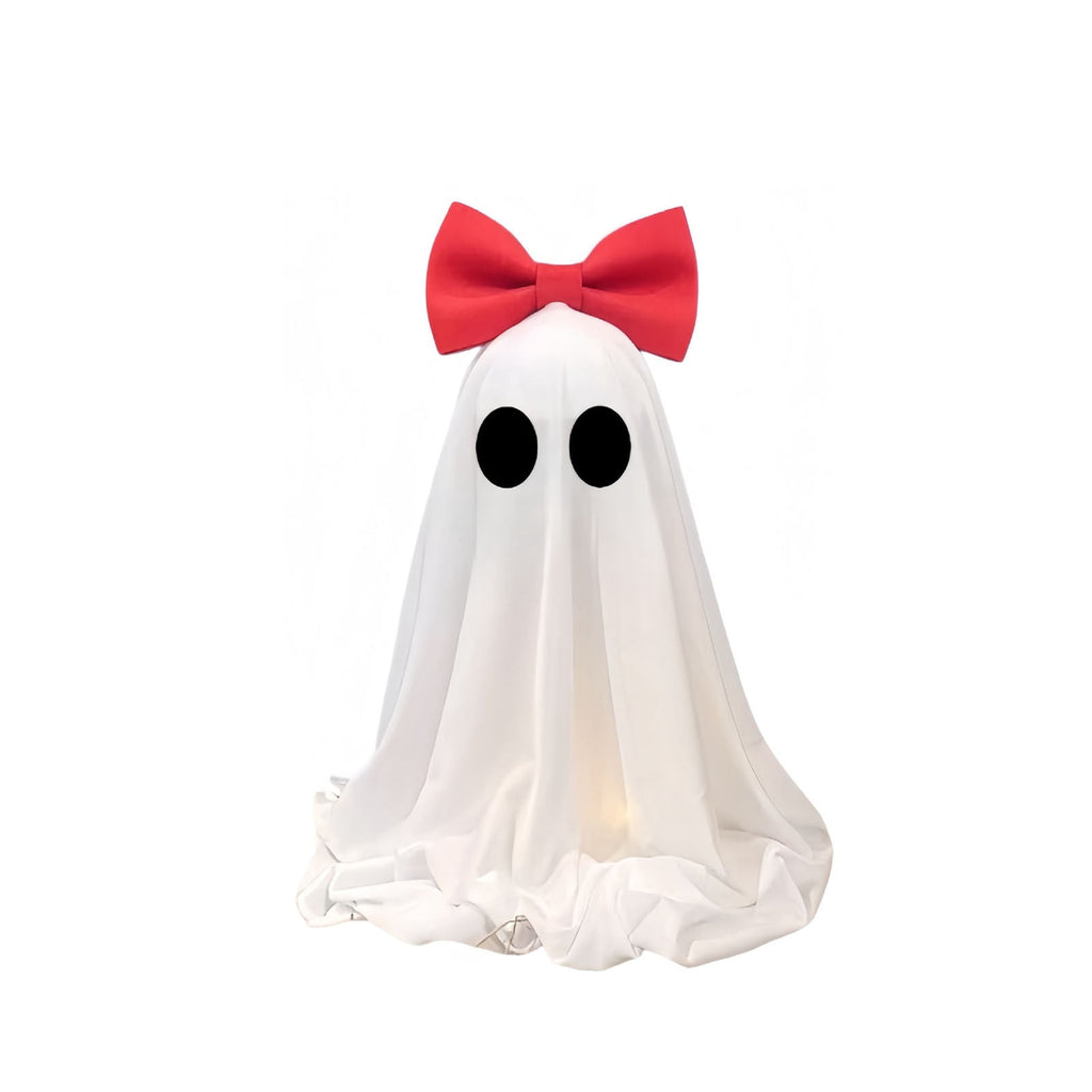 Clearance! Halloween Yard Decorations Light Up Ghost with Bow for Outdoor Front Porch Patio Lawn Garden Entryway Scary House Display Spooky Holiday Party Prop Home Decor