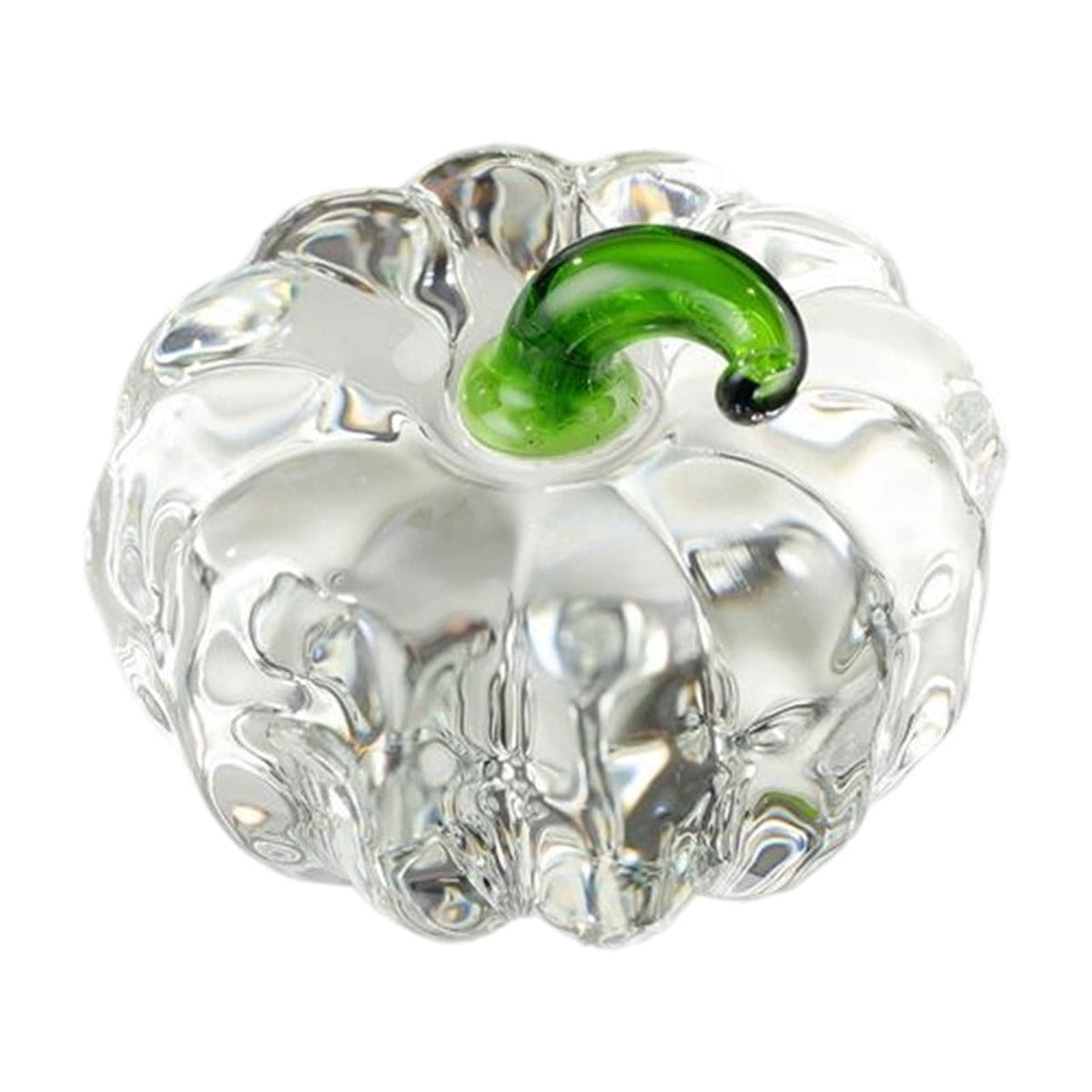 Fall Decor Mini Blue Hand Blown Glass Pumpkin Figurine Transparent Crystal Pumpkin with Green Stem Art Glass Fruit Tabletop Decor for Home Office Shelf Thanksgiving Halloween Gift