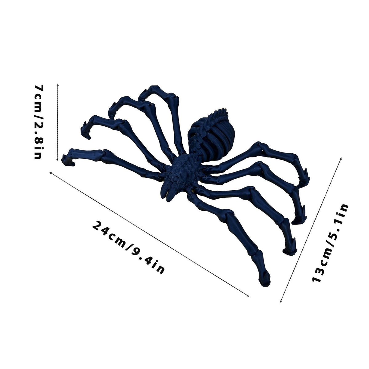 3D Printed Hell Skeleton Wolf Spider, Movable Contraction Spider Toy Ornament, Halloween Spider Decorations, Desktop 3D Printed Wolf Spider Toy for Halloween Decor