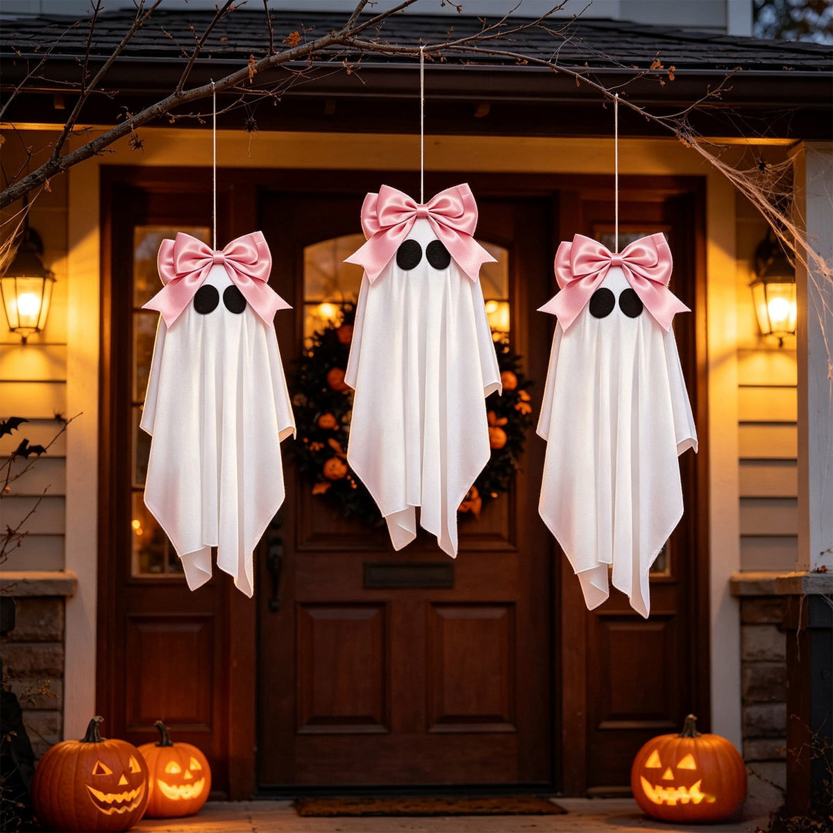 AuroraX Halloween Ghost Decor Outdoor Halloween Decoration Courtyard Tabletop Desktop Haunted Halloween Decoration for Yard Garden Pink