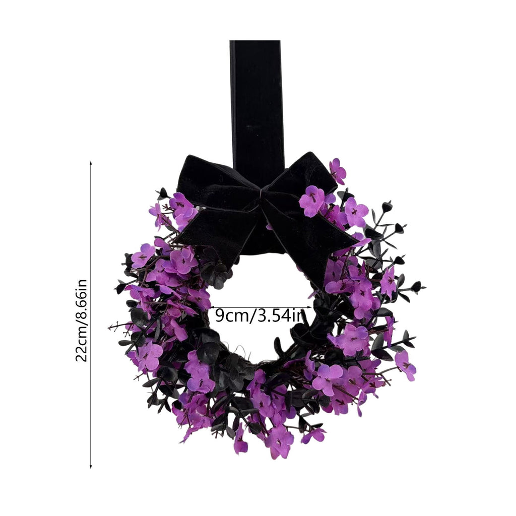 Hotyverty Halloween Wreath for Front Door, 13.77 Inch, Skull With Black Bow Wreath Halloween Decorations For Covered Outdoor Door & Farmhouse Gothic Home Ornament
