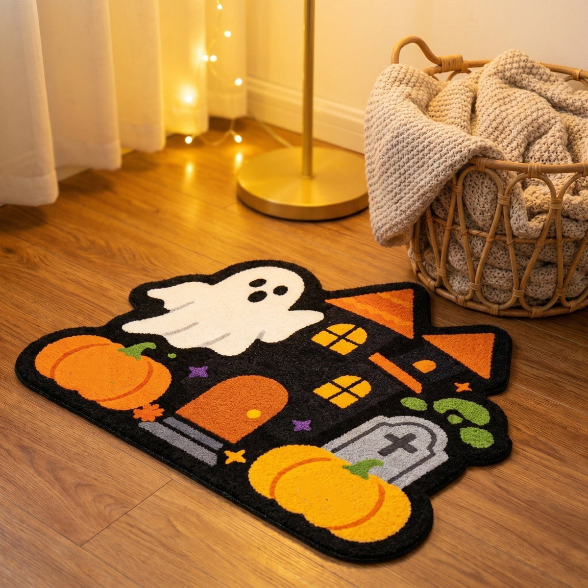Halloween Door Mat Pumpkin Shaped Non-Absorbent Skidproof Mat 15.75x23.62in Polyester Skidproof & Weather Resistant for Front Door Porch Indoor Outdoor Halloween Door Mat by MPOISVA
