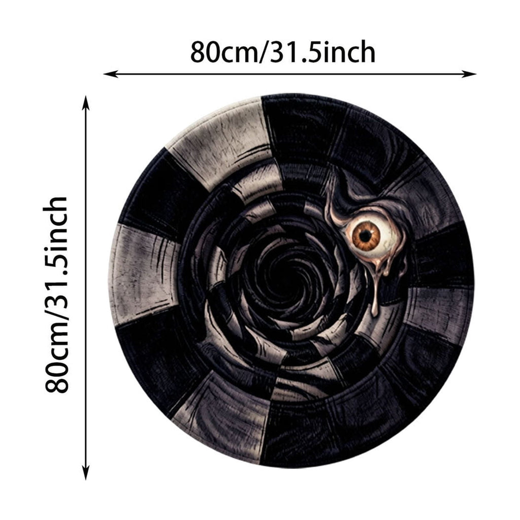 Win s Way 3D Illusion Round Halloween Rug Optical Illusion Doormat Non- Washable Entryway Decor Spooky Fall Front Door Mat for Party Decoration Available in 15.8/23.6/31.5 Inch