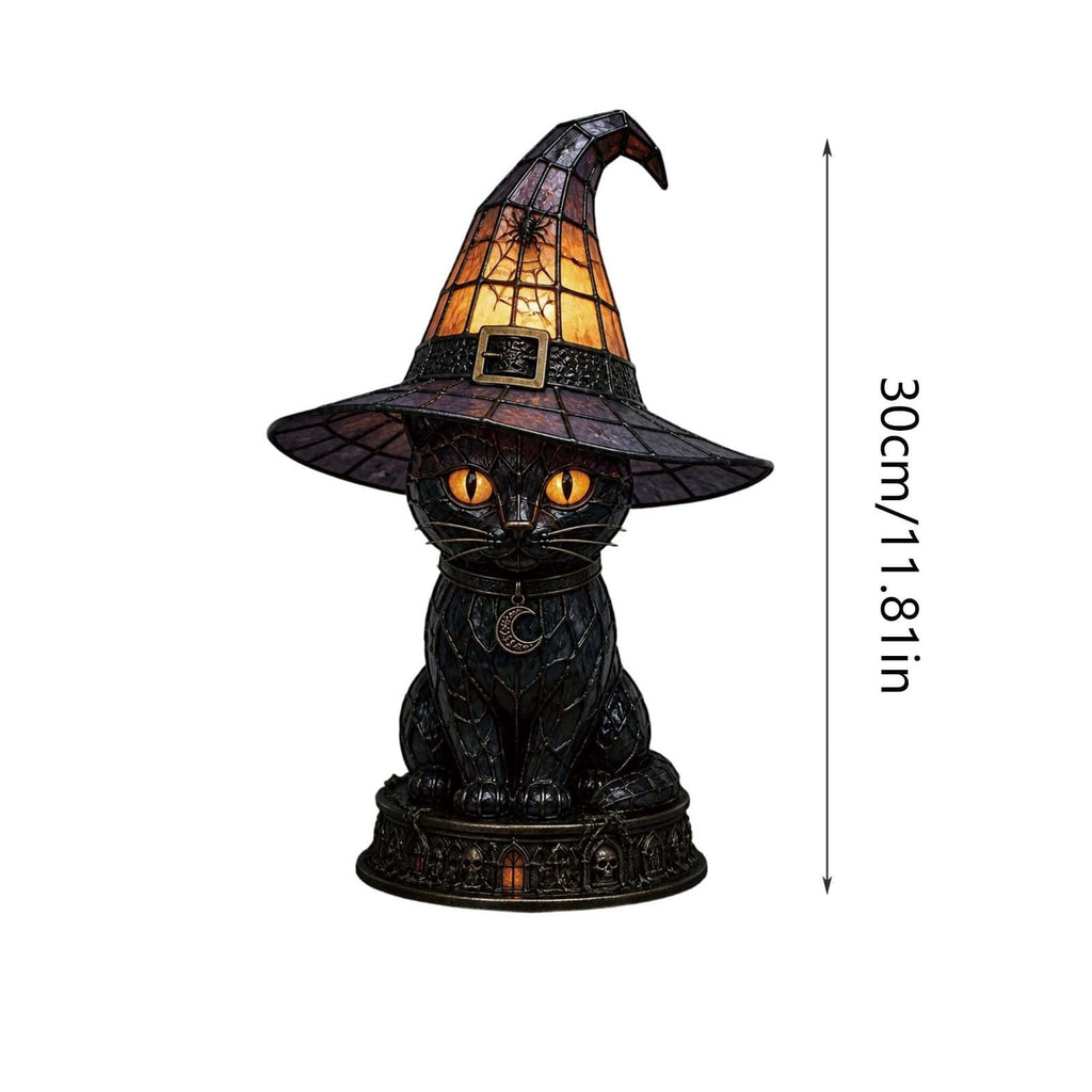 BZPIZ Witch Hat Lamp Handcrafted Retro Resin Stained Witch Hat Desk Lamp Halloween Home Decor Gothic Wizard Hats Night Light for Bedroom & Bookshelf