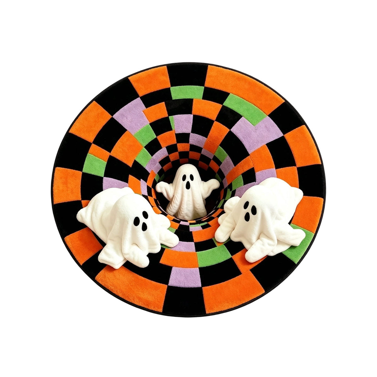 Win s Way 3D Illusion Round Halloween Rug Optical Illusion Doormat Non- Washable Entryway Decor Spooky Fall Front Door Mat for Party Decoration Available in 15.8/23.6/31.5 Inch