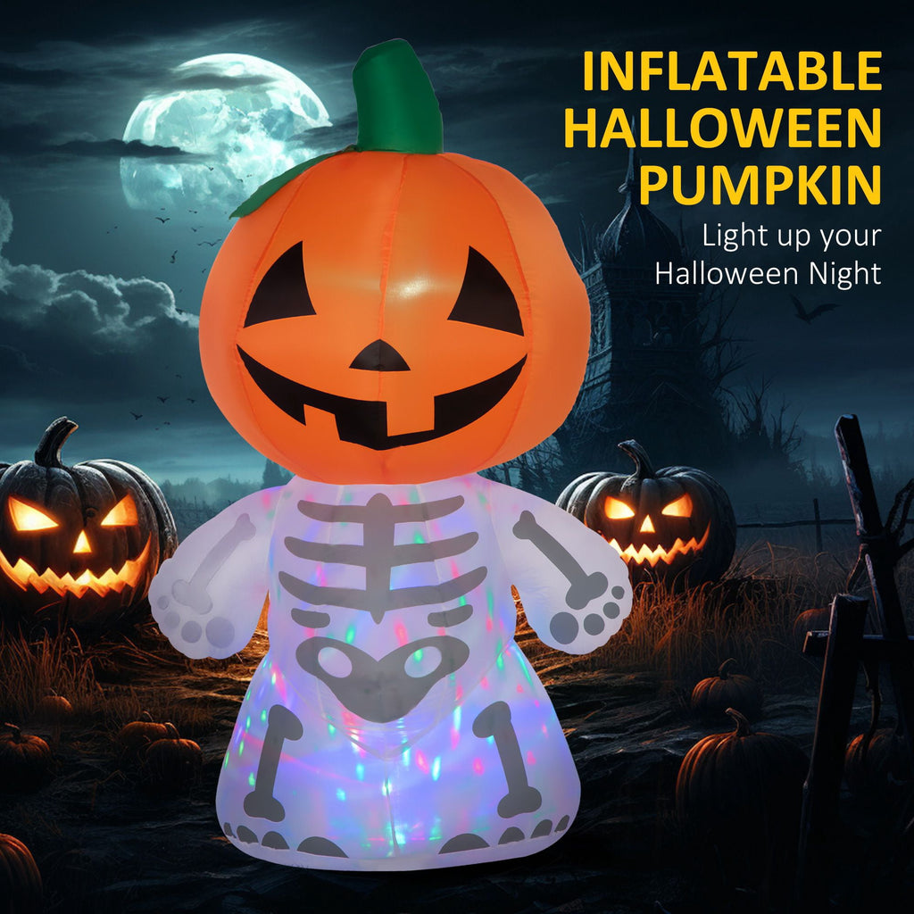 HOMCOM Halloween Inflatable Pumpkin with LED Lights for Garden Indoor Outdoor