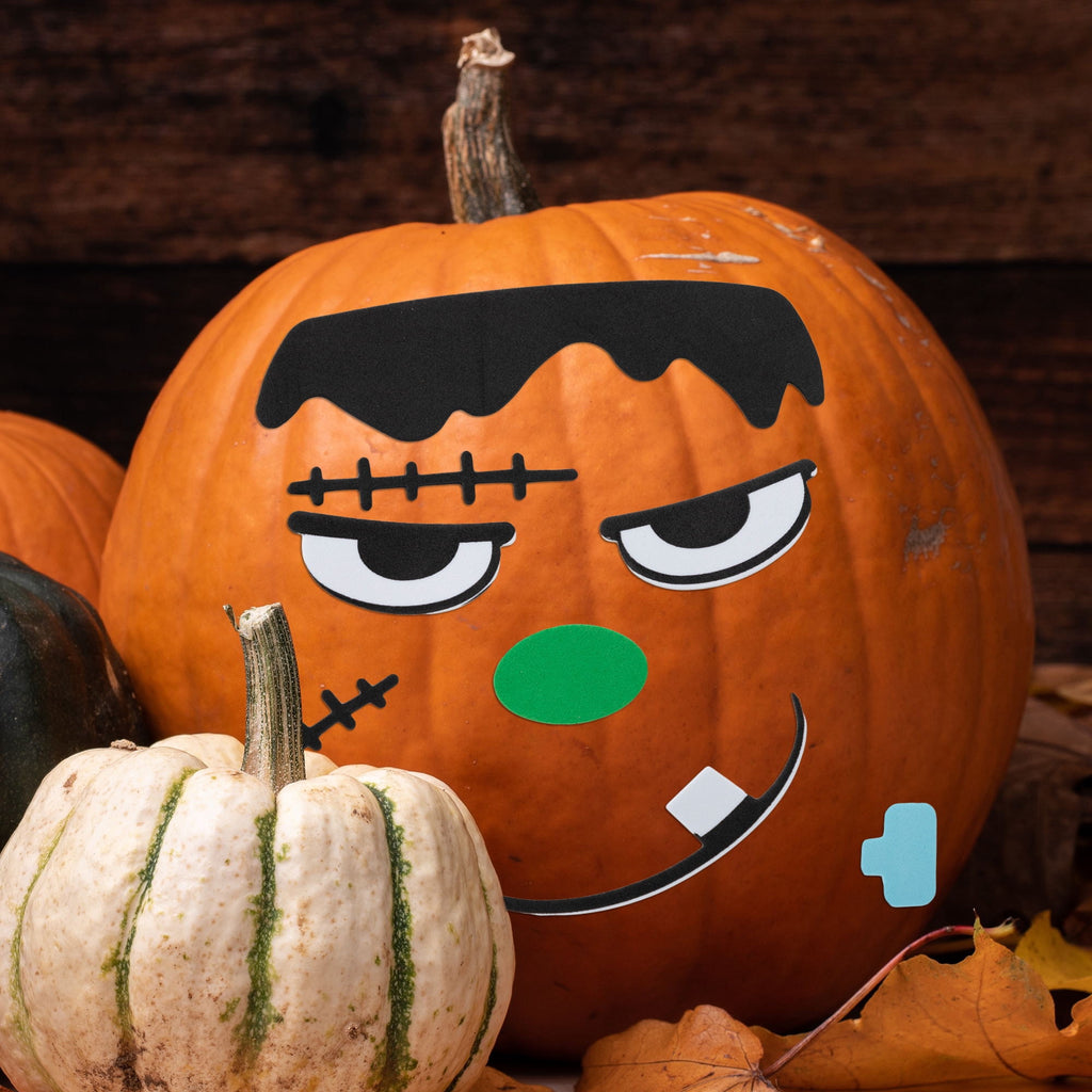 Joyfy 16 Faces Halloween Pumpkin Decorations Stickers Foam Craft Kit, 18 Sheets 16 Designs Halloween Party Favors for Kids, Party Supplies Arts Activities, Jack O Lantern Face Sticker School Gifts