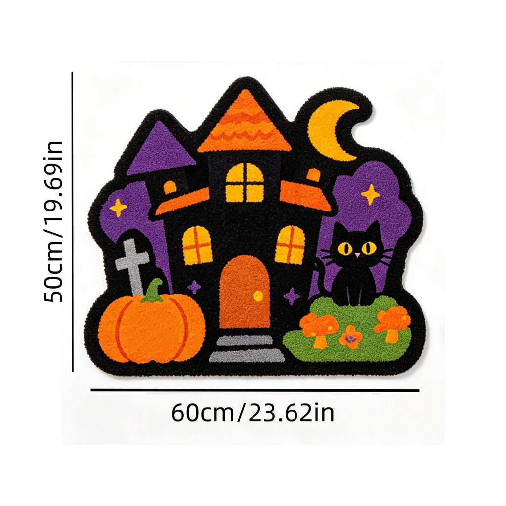 Halloween Door Mat Pumpkin Shaped Non-Absorbent Skidproof Mat 15.75x23.62in Polyester Skidproof & Weather Resistant for Front Door Porch Indoor Outdoor Halloween Door Mat by MPOISVA