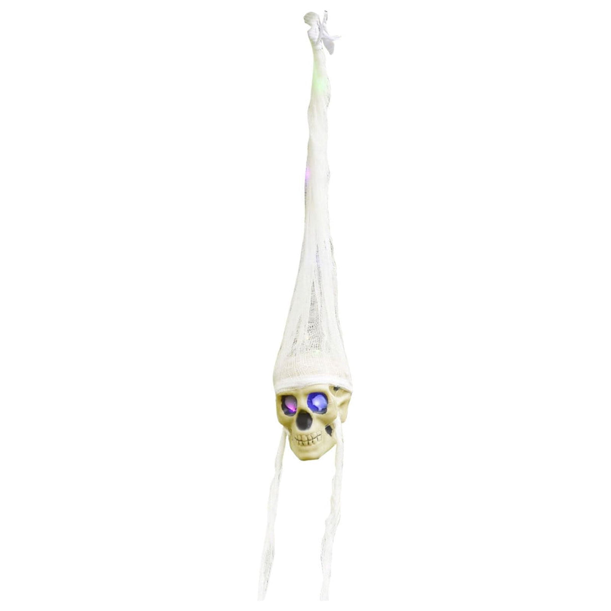 Fnochy Halloween Outdoor Skull Decorations,20" Halloween Hanging Skeleton Spooky Voice Activated Decor With LED Red Eyes Spider For Halloween Party Props Indoor Outside Decorations Clearance