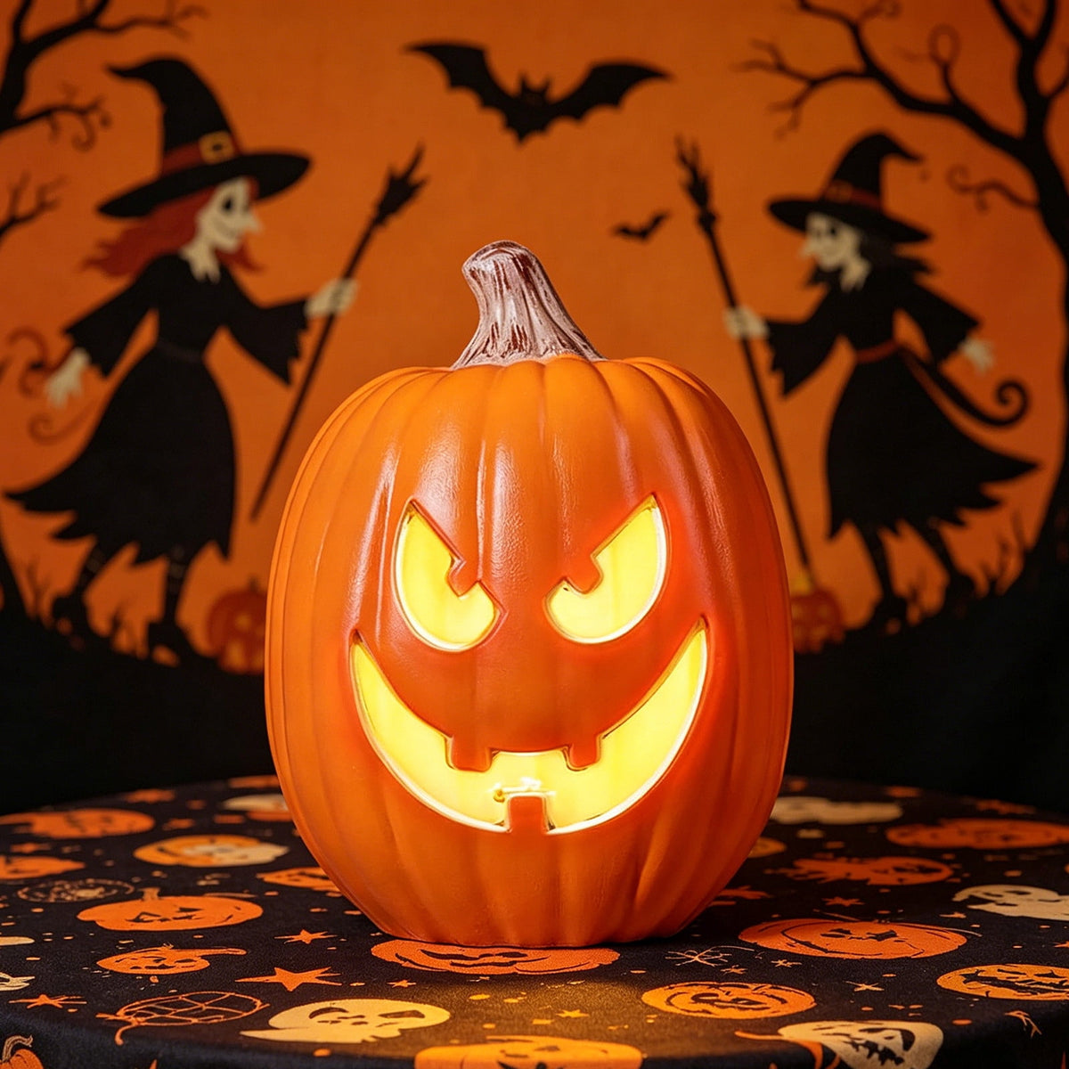 LEFXSMR Pumpkin Light, Glowing Large Plastic Pumpkin Decor with Led Lights, Waterproof Halloween Light for Yard Garden Outdoor Indoor Decor