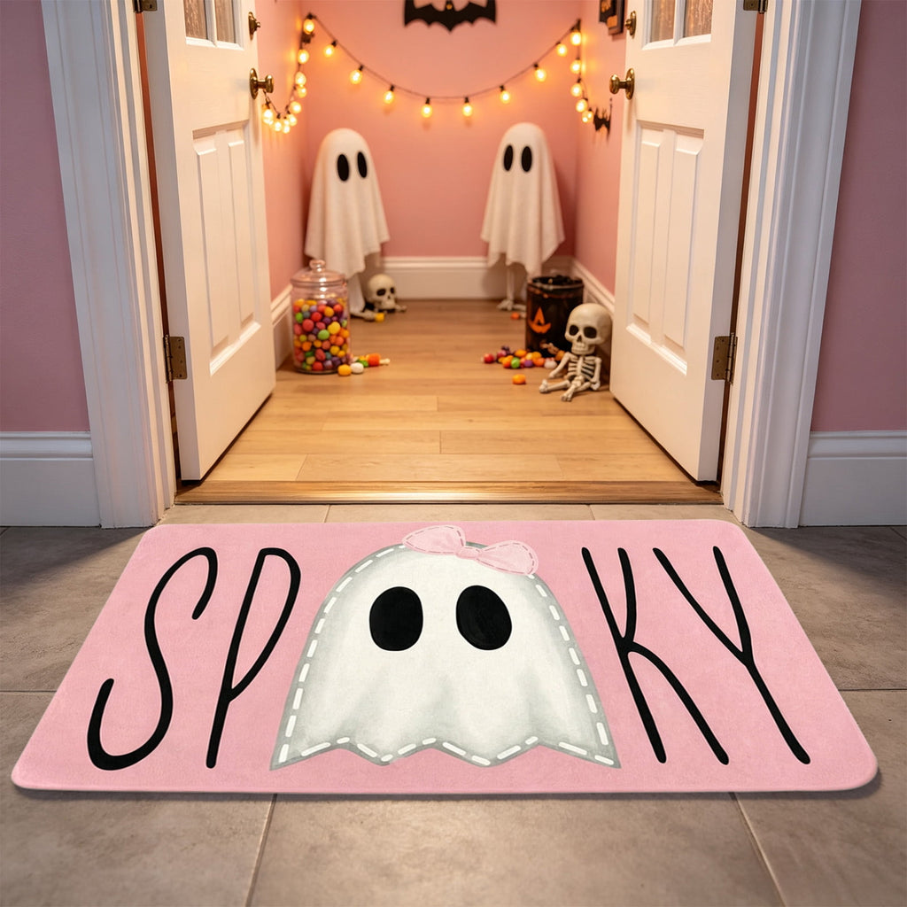 Fllostpr Halloween Pumpkin & Crow Welcome Doormat for Front Door, Non-Slip Vintage Brown Coir Floor Mat for Outdoor Porch Entryway Decor,16x24 Inch