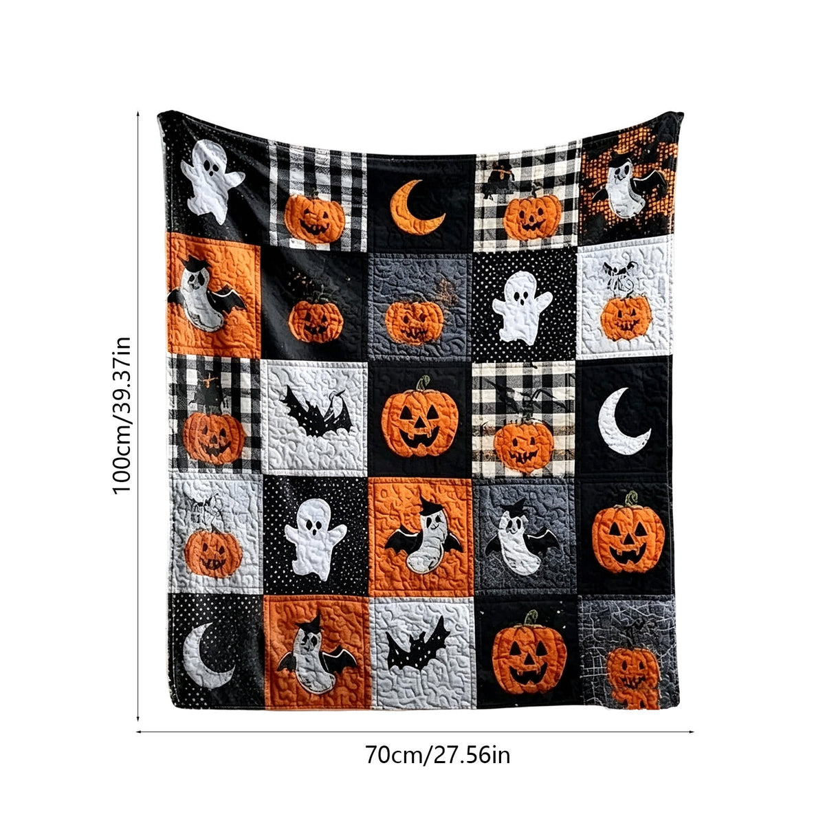 Halloween blanket,Halloween Print Throw Blanket Flannel Soft Cozy Decorative Nap Blanket with Ghost Pumpkin Skull for Office Bedroom Sofa Camping Travel(100x150cm/39x59 Inch),Black