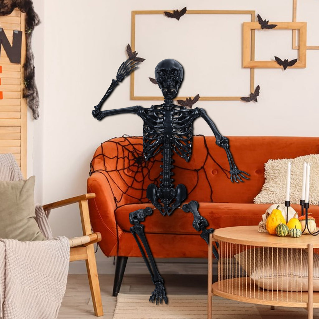 Cixusio 5.4Ft/165cm Halloween Skeleton Full Body Life Size Human Bones with Movable Joints for Indoor Outdoor Haunted House Party Halloween Props Decorations