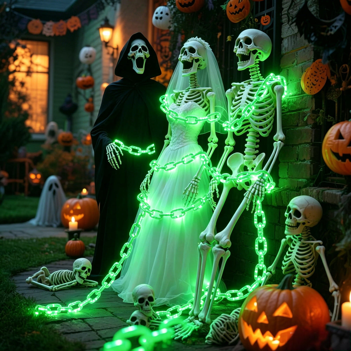 10Ft Battery Operated Plastic Chain Lights for Halloween Decorations, 8 Modes Timer Orange Halloween String Lights Waterproof Lighted Props Chains for Skeleton Dog, Haunt House,Costumes Party Decor