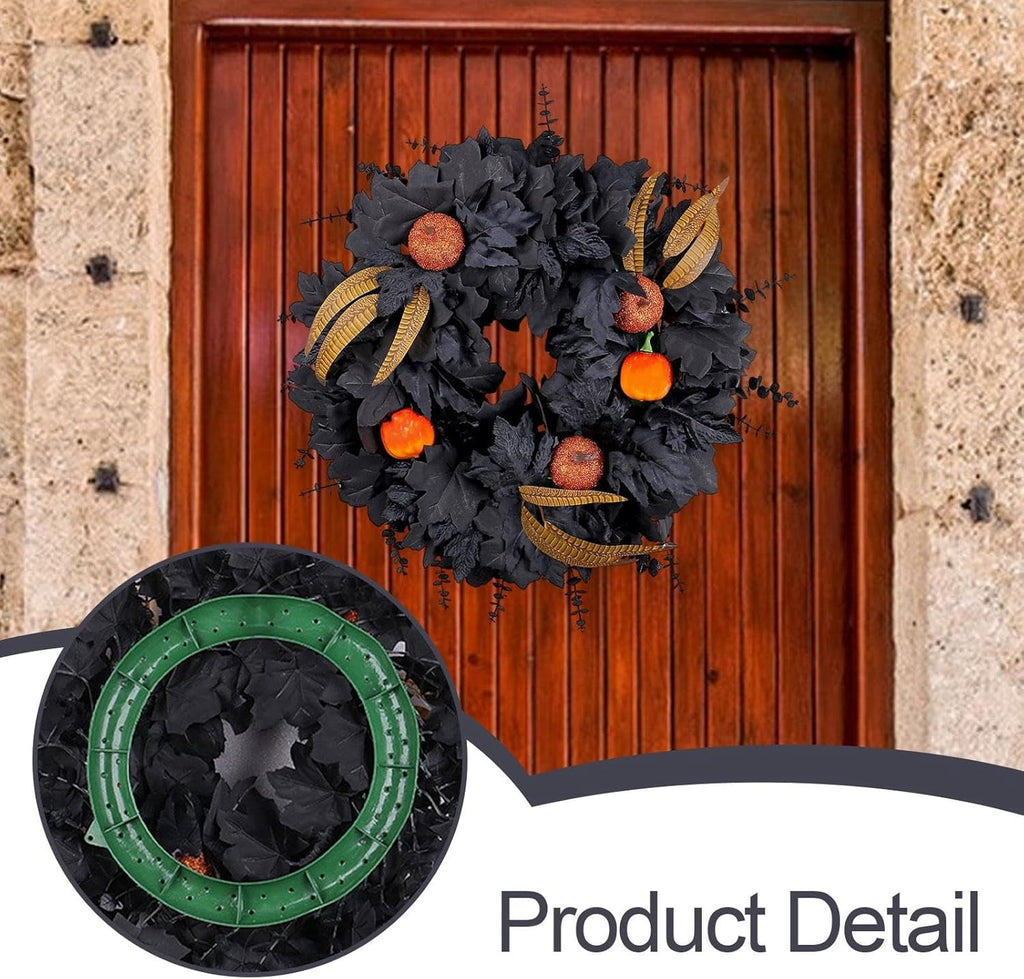 Halloween Wreath for Front Door, 20 Inch Black Maple Leaf Wreaths with Light, Pumpkin, Halloween Atmosphere Haunted House Decor, for Indoor,Outdoor,Wall Window,Porch,Farmhouse,Home,Party Decoration