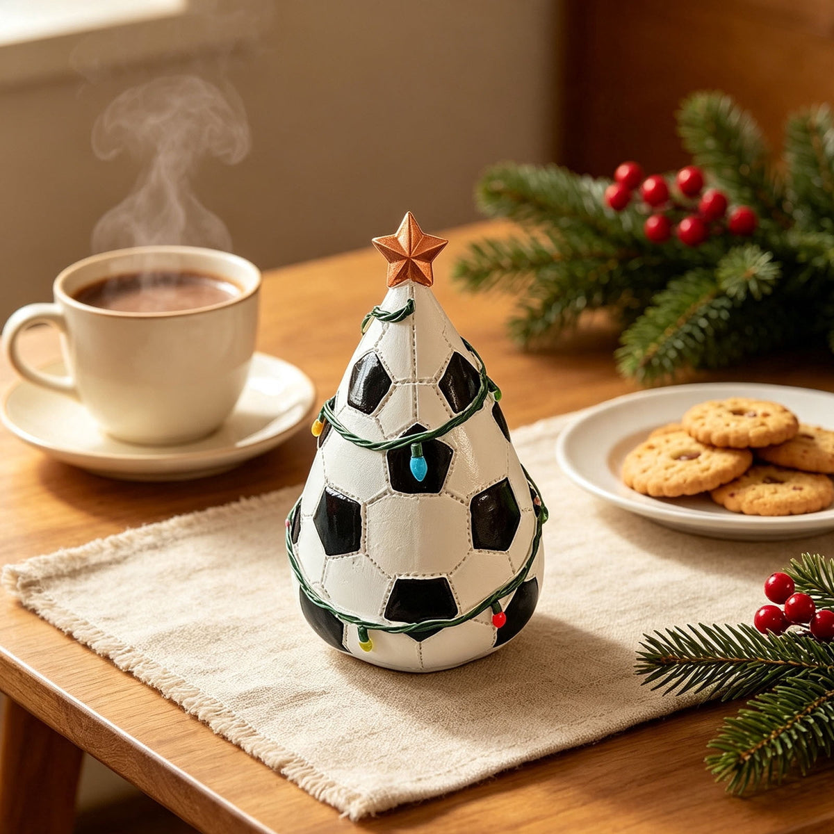 Christmas in july Decorations, Christmas Tree Resin Figurine, Sports Themed Tabletop Decor for Fall Thanksgiving Summerween, Unique Holiday Gift