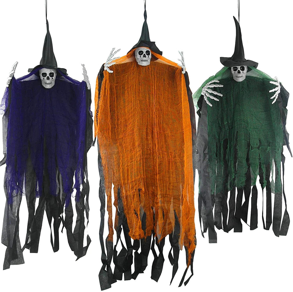 Halloween Hanging Ghost, 32 x 40 Inch Niyattn Hanging Halloween Skeleton Ghosts Decorations, Grim Reapers for Best Halloween Outdoor Decorations, Green