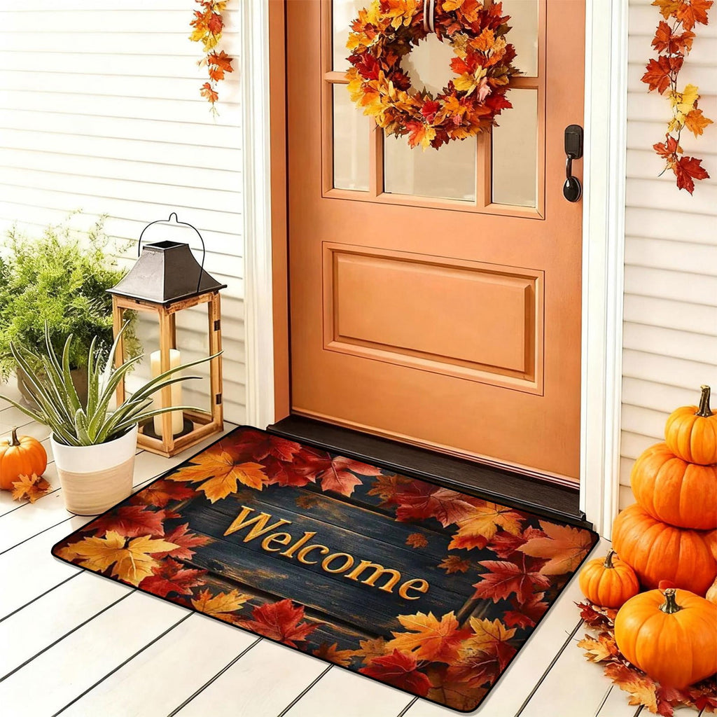 Autumn Door Mat for Entryway, 16x24 Inch, Fall-Themed Floor Doormat for Home Decor, Non-Slip Rug Mat for Living Room, Kitchen, Bedroom, Gifts for Fall Lovers (E)