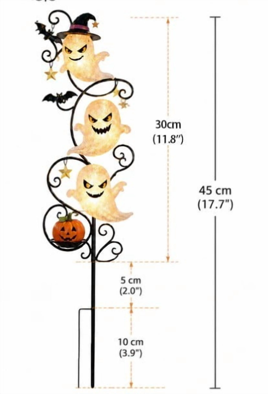Clearance Halloween Solar Black Cat & Pumpkin Moon Garden Stake Light, Outdoor Waterproof LED Yard Decoration with Crescent Moon, Hanging Jack-o'-Lantern Lantern for Garden, Patio, Walkway, Porch
