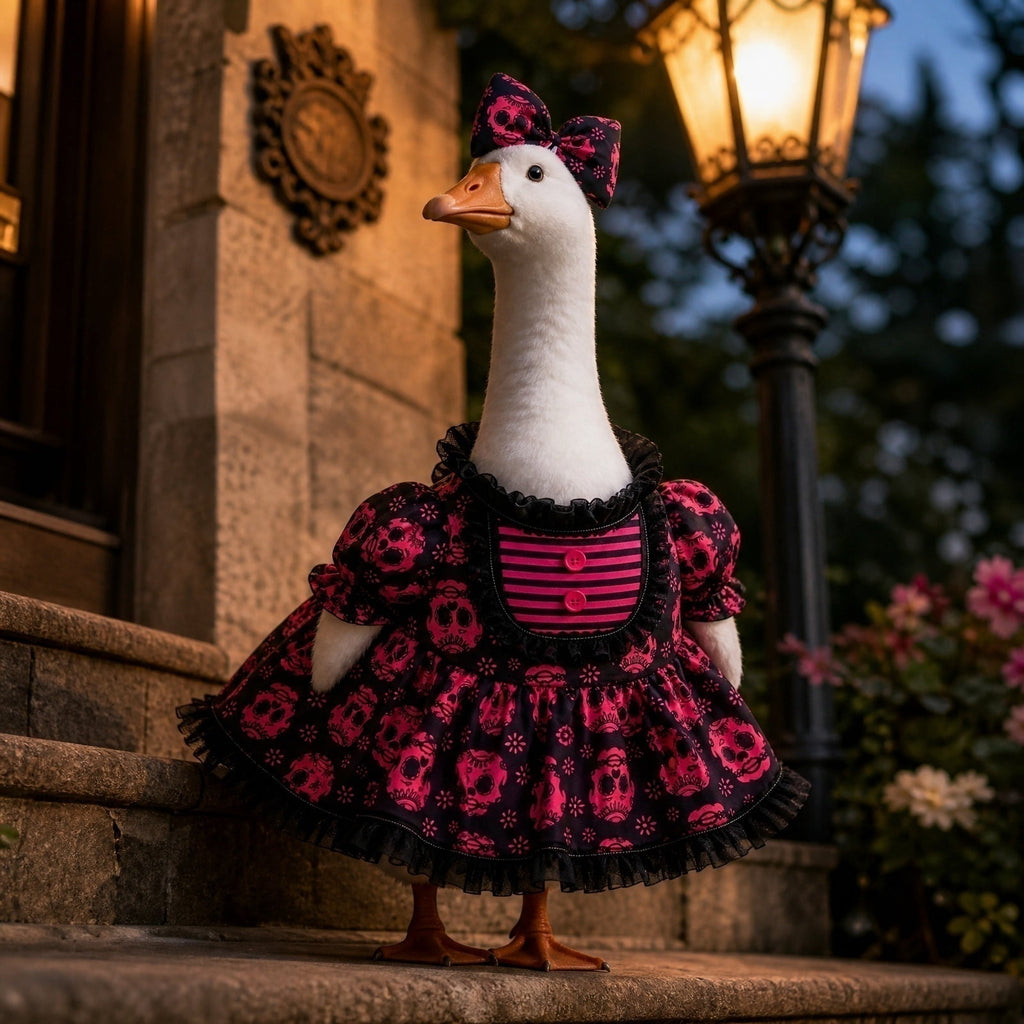 Halloween Garden Porch Decor, Porch Goose Outfits Halloween, 23 Inch Porch Goose Outfits, Witch Dress and Hat Set, Fits 23X11X26 Inch Standing Plush Goose for Front Porch Lawn