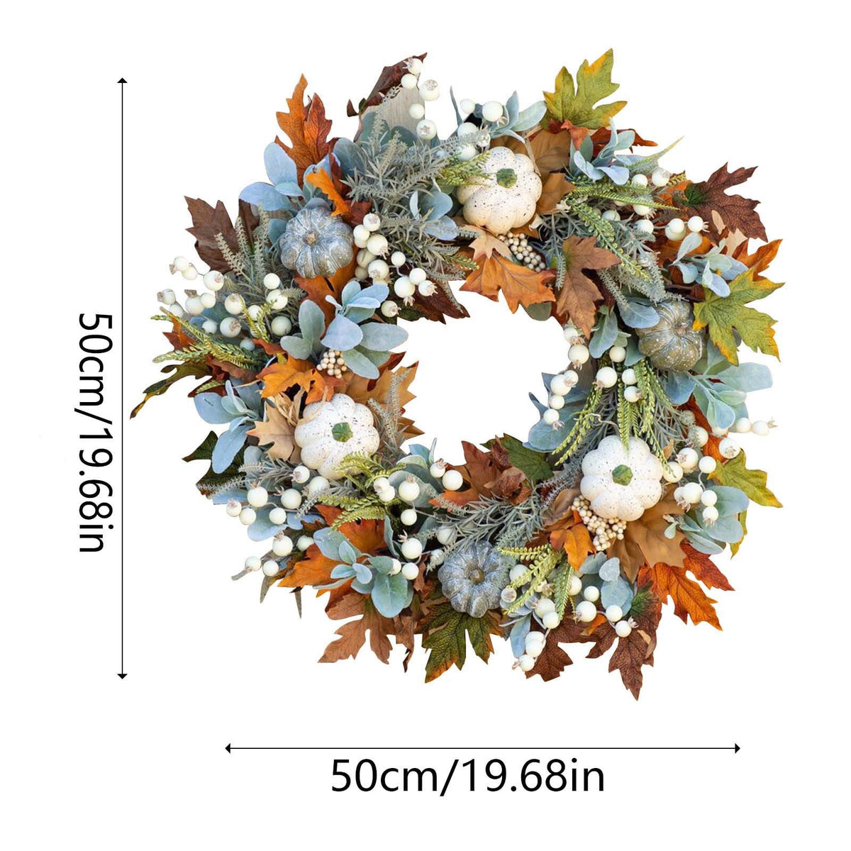 Summercome Fall Wreath for Front Door, Autumn Pumpkin Wreath Halloween Thanksgiving Wreath Door Hanging Party Decoration Home Relaxed Decor Inside Outside Wreath Window Garland Yard Indoor Outdoor, 20