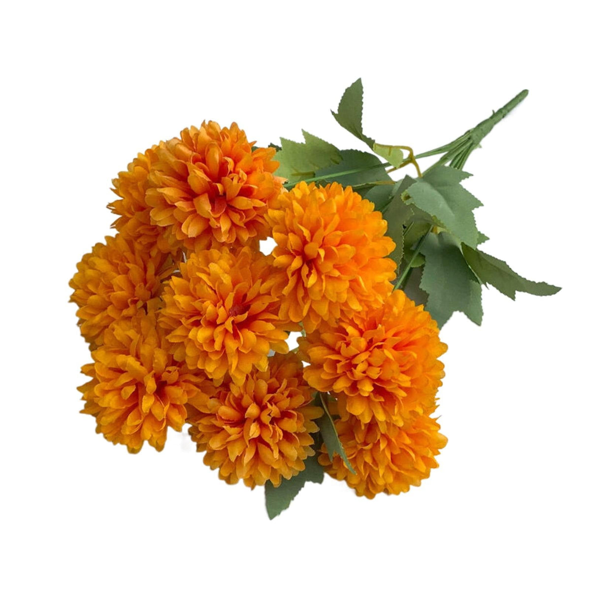 1Pack Faux Fall Mums for Outside Artificial Mums Outdoor Clearance Chrysanthemum Bush Silk - Orange Fall Decorations for Home Fall Wedding Flowers