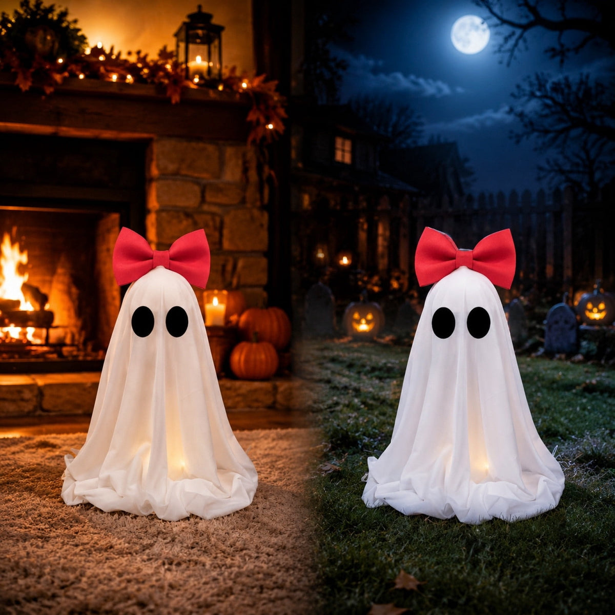 AuroraX Halloween Ghost Decor Outdoor Halloween Decoration Courtyard Tabletop Desktop Haunted Halloween Decoration for Yard Garden Pink