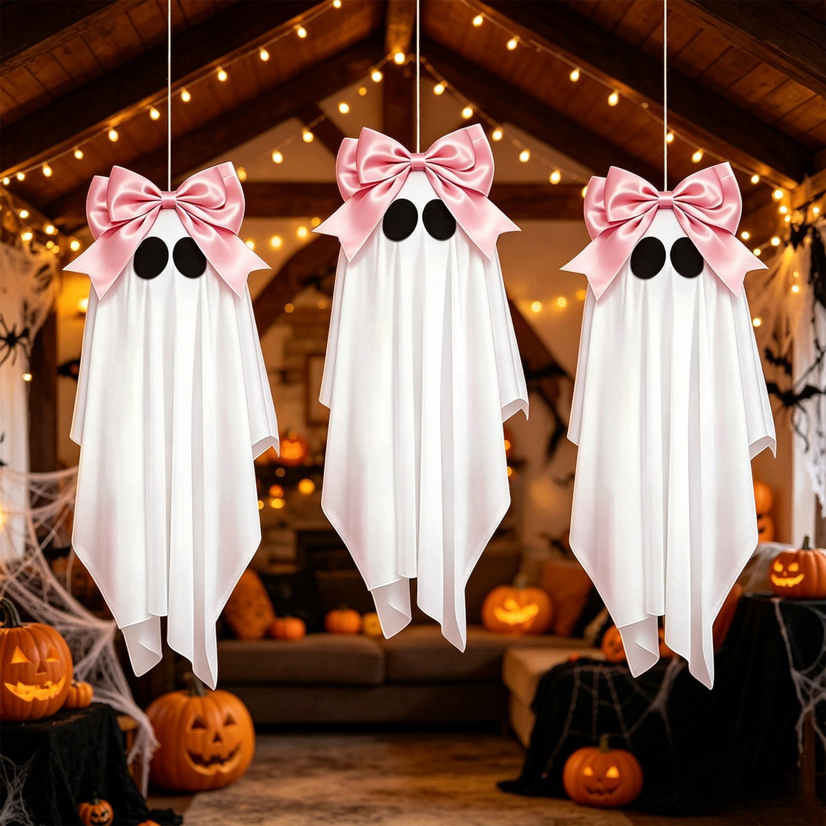 AuroraX Halloween Ghost Decor Outdoor Halloween Decoration Courtyard Tabletop Desktop Haunted Halloween Decoration for Yard Garden Pink
