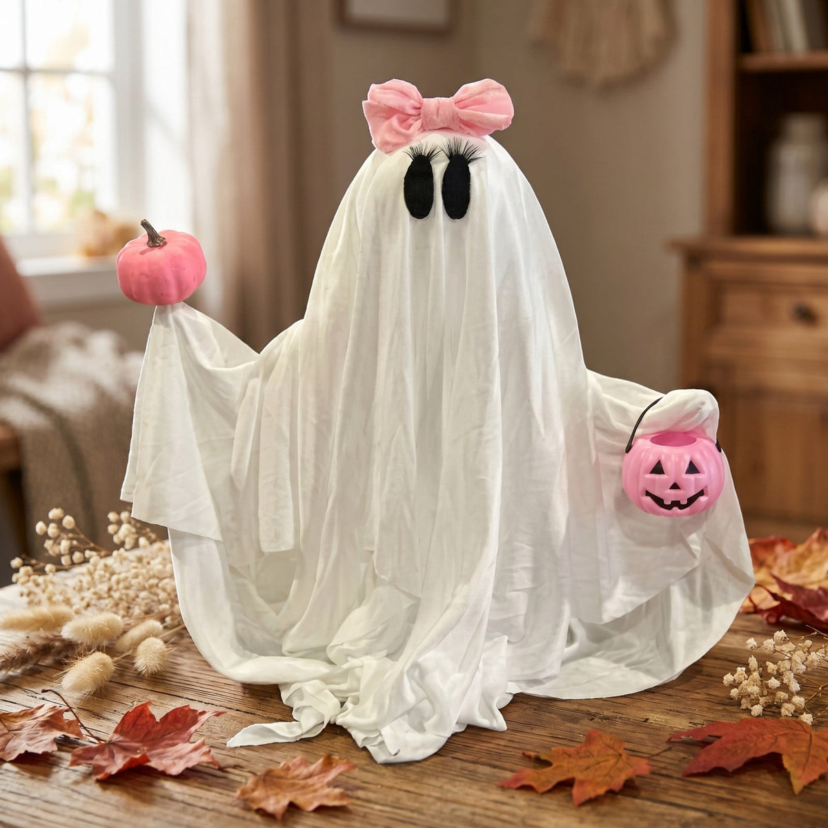 AuroraX Halloween Ghost Decor Outdoor Halloween Decoration Courtyard Tabletop Desktop Haunted Halloween Decoration for Yard Garden Pink
